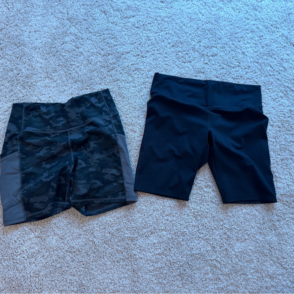 Fabletics Black and Gray Bike Shorts